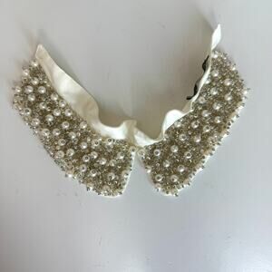 Gracia Embellished Detachable Beaded Pearl Collar Necklace White Size Small